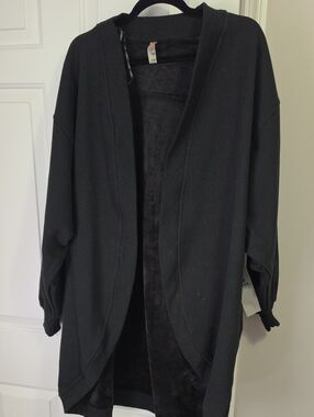 Mono B Open-Front Heavy Sweatshirt-like Coat & Soft Cozy Lining & Pockets 2x/3x